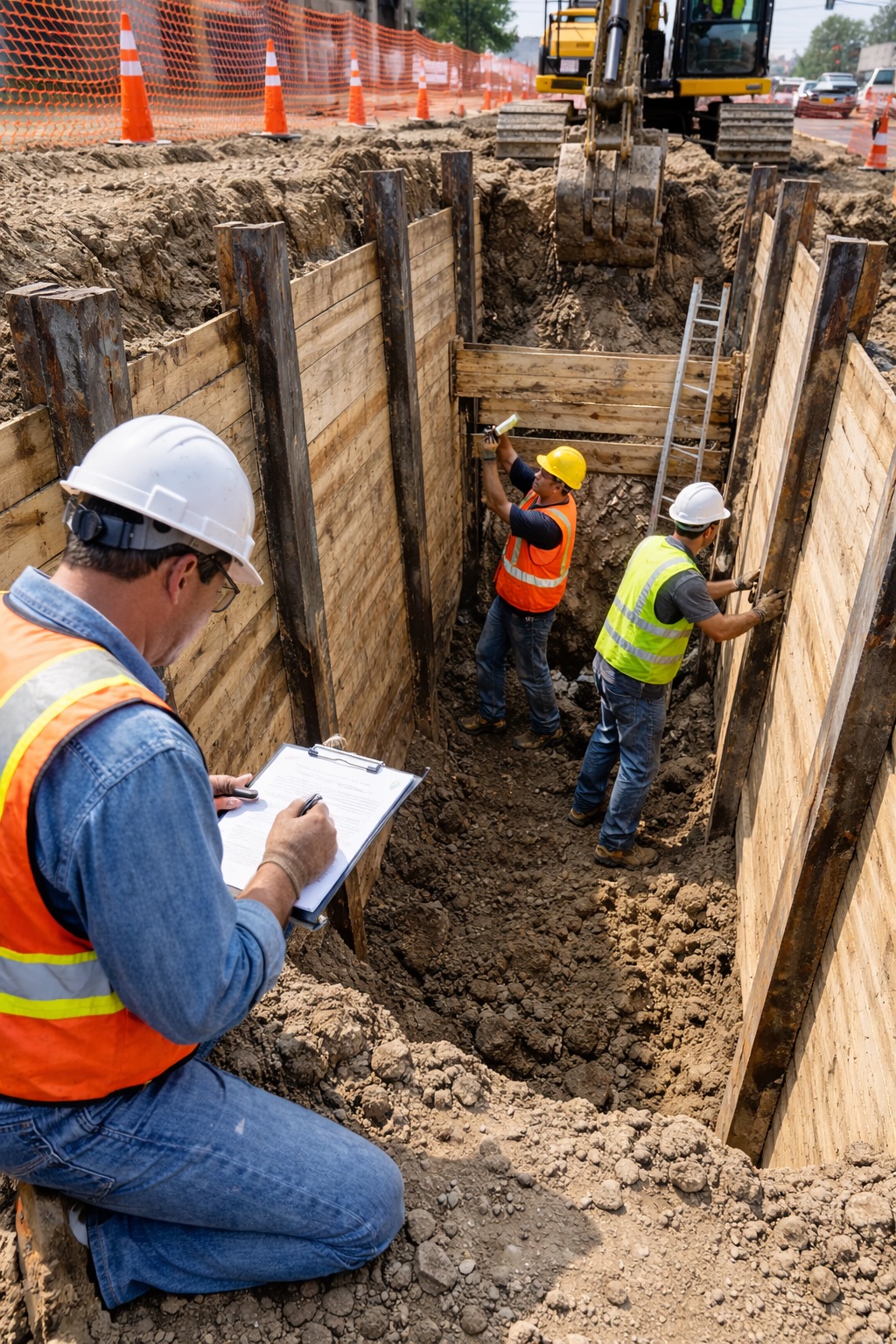 Geotechnical engineers conducting on-site soil sampling in Los Angeles County as part of a Geotechnical Report Southern California projects require for grading and foundation design.