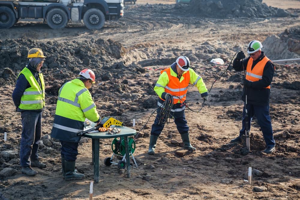 Caption 1 Geotechnical engineers conducting on-site soil sampling in Los Angeles County as part of a Geotechnical Report Southern California projects require for grading and foundation design.