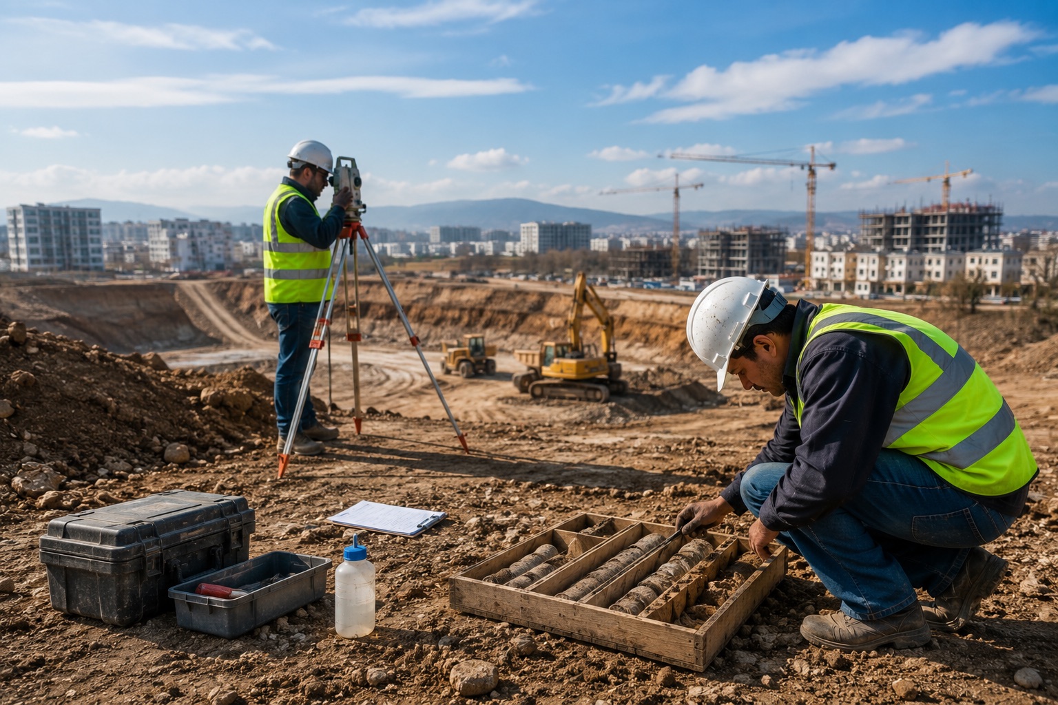 Geotechnical engineers conducting on-site soil sampling in Los Angeles County as part of a Geotechnical Report Southern California projects require for grading and foundation design.