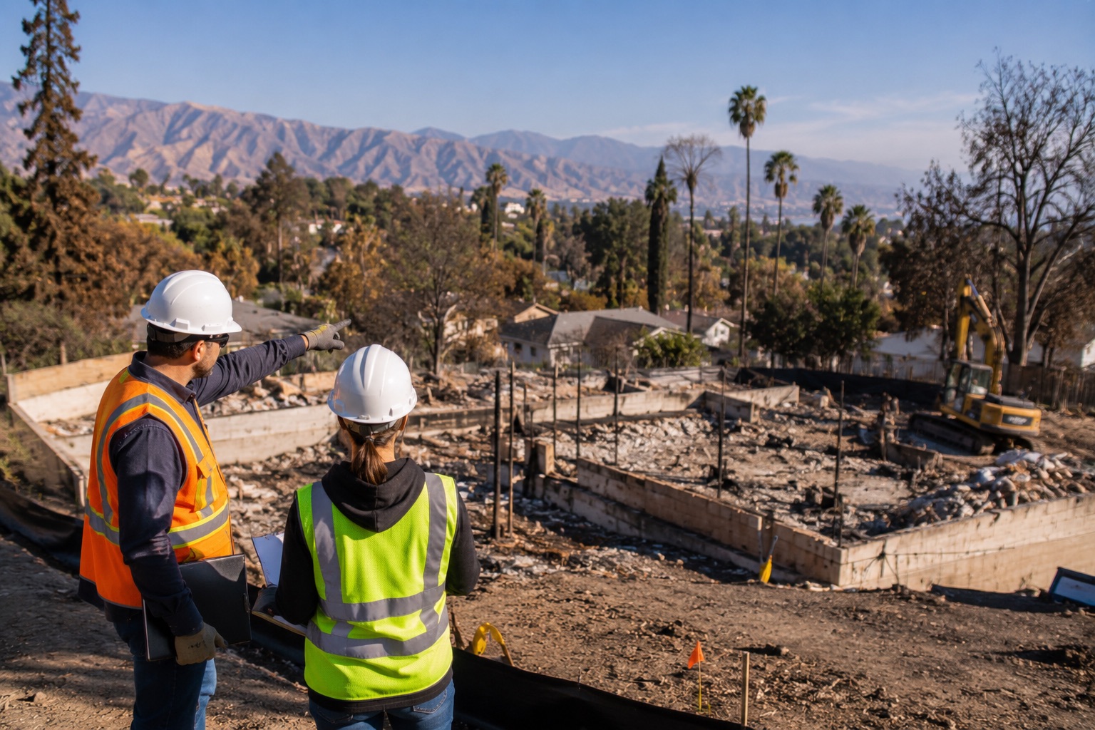 Caption 2 Geotechnical engineers conducting on-site soil sampling in Los Angeles County as part of a Geotechnical Report Southern California projects require for grading and foundation design.