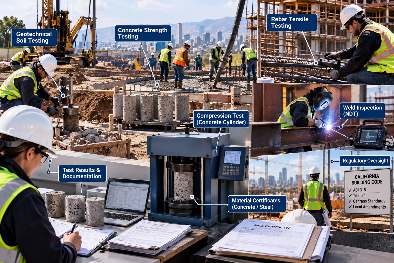 Caption 2 Geotechnical engineers conducting on-site soil sampling in Los Angeles County as part of a Geotechnical Report Southern California projects require for grading and foundation design.